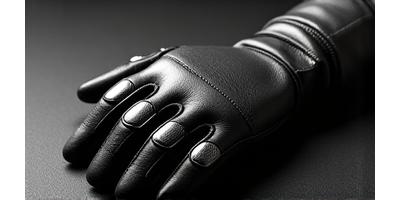 Black armored motorcycle gloves with carbon fiber knuckle protection.